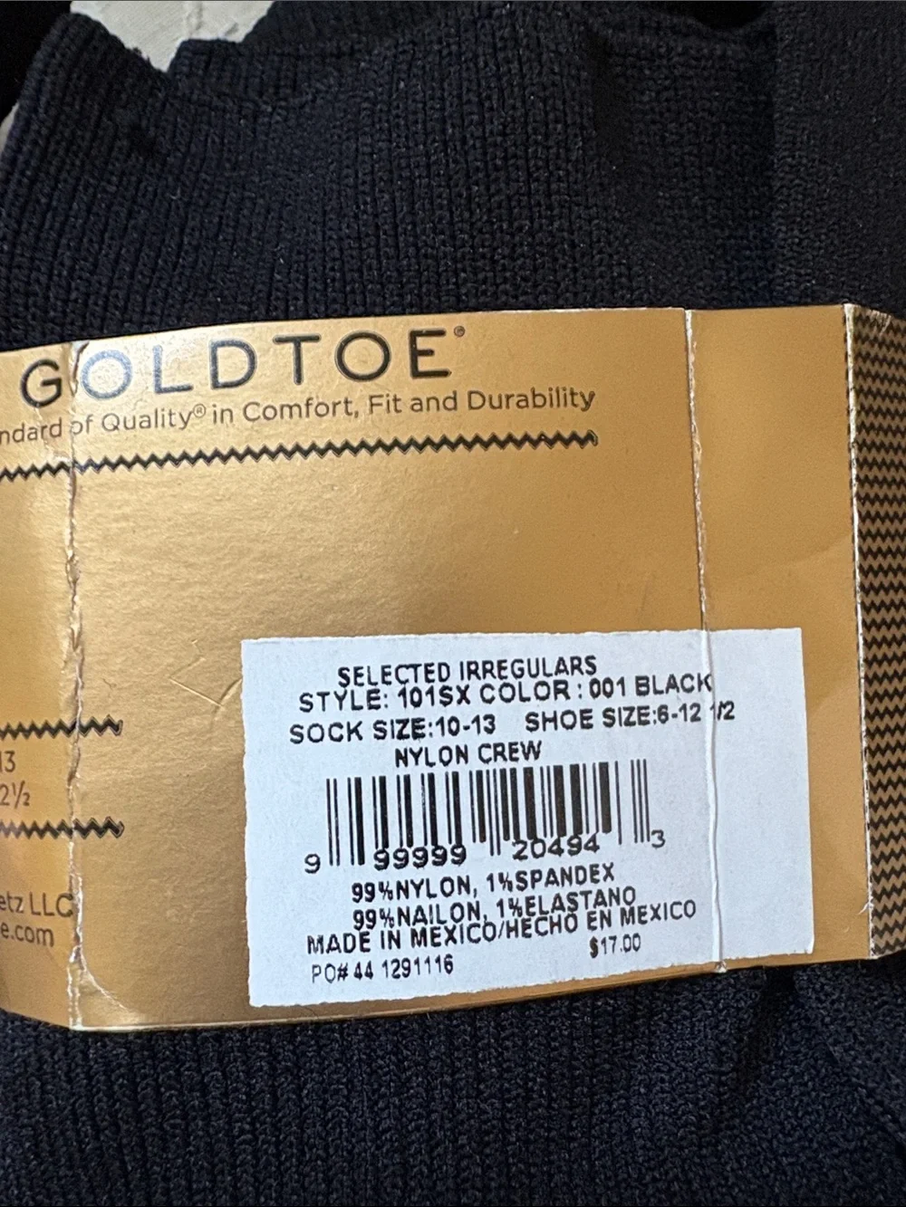 New Socks Gold Toe Men's Large Black